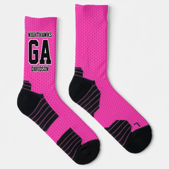 Sports Team Number Last Name Dotted Pink Netball Socks (Right)