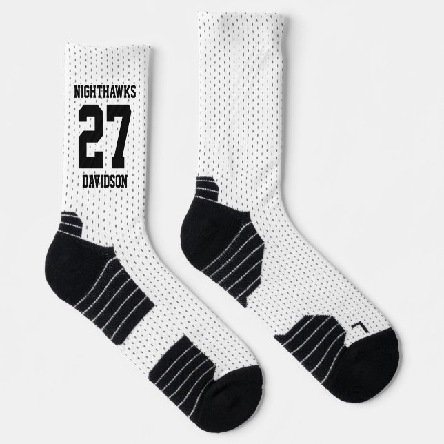 Sports Team Number Name White Dotted Basketball Socks (Right)