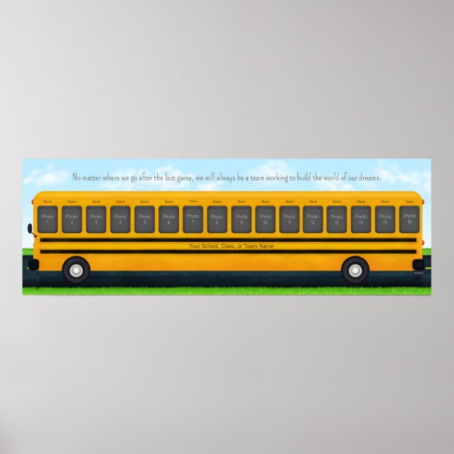 Sports Team on School Bus 16 Photo Custom Keepsake Poster (Front)