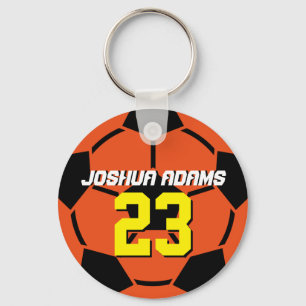 Sports Team Orange Soccer Ball Keychain