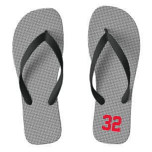 Sports Team Player NUMBER Check School Spirit Fun Flip Flops