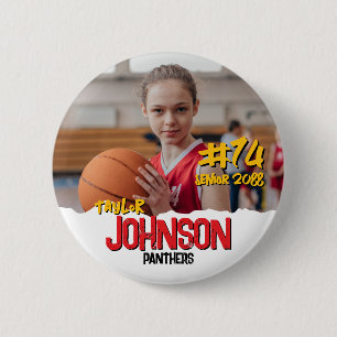Sports Team Senior Night Custom Color Photo 6 Cm Round Badge