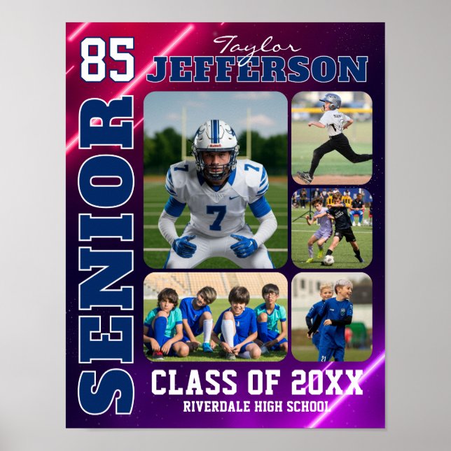Sports Team Senior Night Custom Photo Collage Poster (Front)