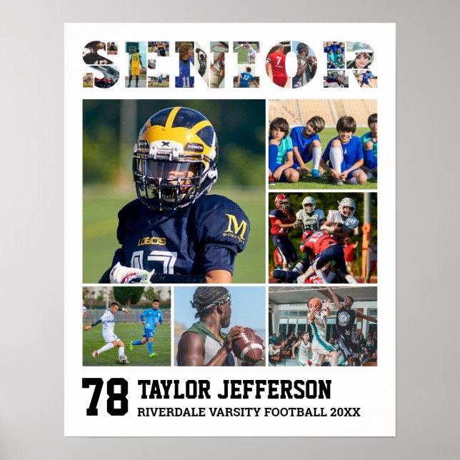 Sports Team Senior Night Player Photo Collage Poster (Front)