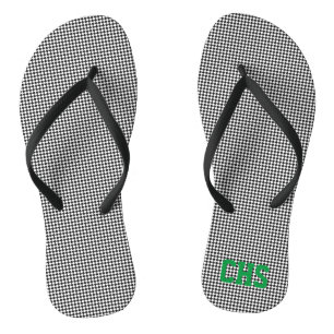 Sports Team Spirit Check INITIALS School Colours Flip Flops