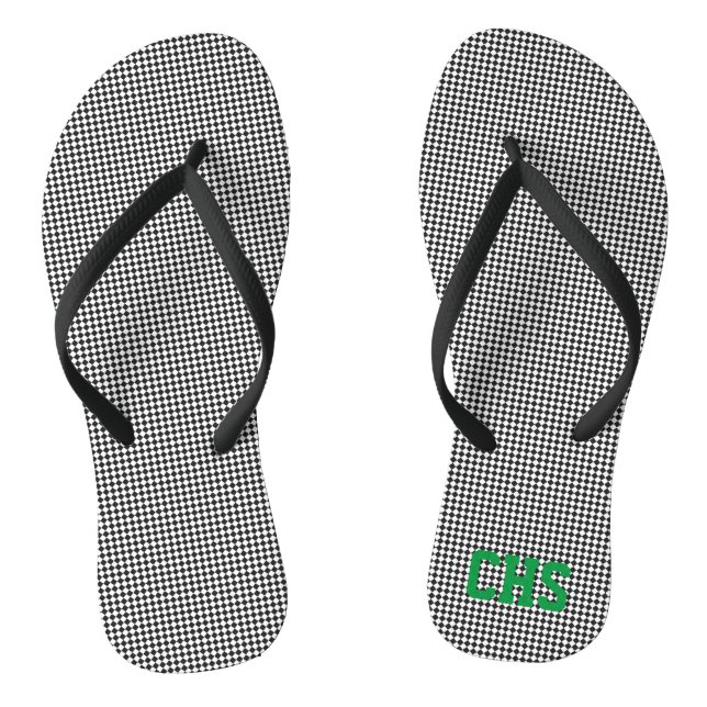 Sports Team Spirit Check INITIALS School Colours Flip Flops (Footbed)