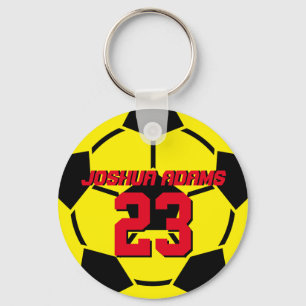 Sports Team Yellow Soccer Ball Keychain