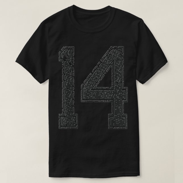Sports TeamNumber 14Year 2014Midnight Black  T-Shirt (Design Front)