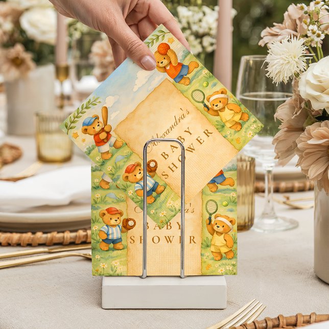 Sports Teddy Bear Baby Shower Napkin (Creator Uploaded)