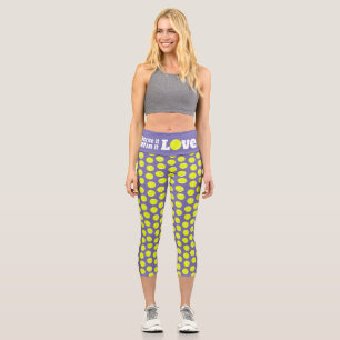 Sports tennis purple lime yellow serve win love it capri leggings