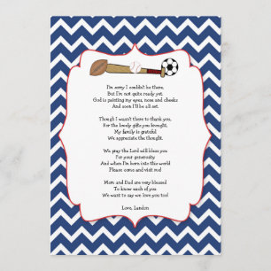 Sports theme baby shower gift POEM thank you note
