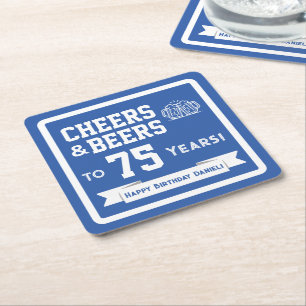 Sports Theme Beers and Cheers Birthday Party Square Paper Coaster