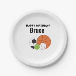 Sports Theme Happy Birthday Personalise Paper Plate