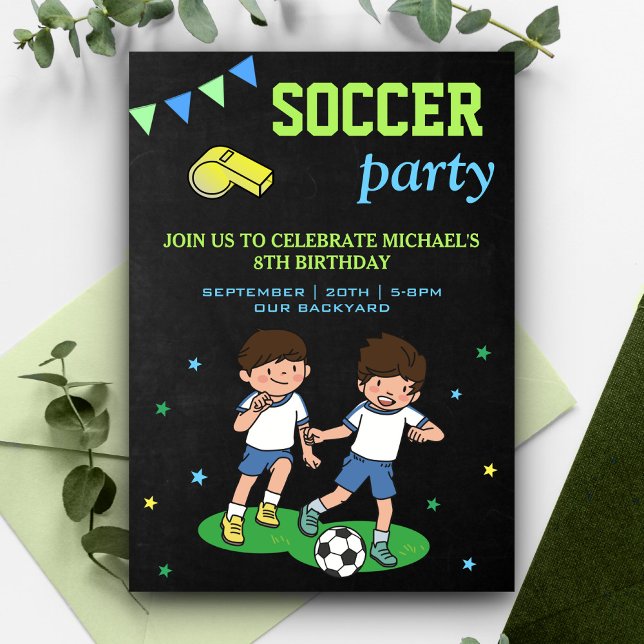 Sports Theme Kids Soccer Birthday Party Invitation (Creator Uploaded)