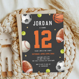 Sports Theme Modern Boys Birthday Invitation