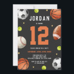 Sports Theme Orange Grey Birthday Party  Invitation<br><div class="desc">More Fun Theme Birthday Invitations Themes in the Little Bayleigh Store!</div>