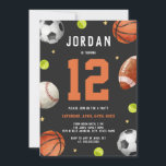 Sports Theme Orange Grey Birthday Party  Invitation<br><div class="desc">More Fun Theme Birthday Invitations Themes in the Little Bayleigh Store!</div>