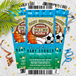 Sports Theme Party Baby Shower Invitation<br><div class="desc">Customize your own championship tickets for your own sports themed party baby shower!</div>