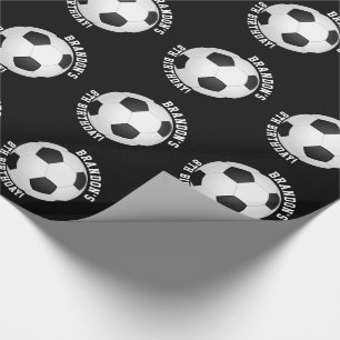Sports Theme Soccer Birthday Personalised Name Wrapping Paper