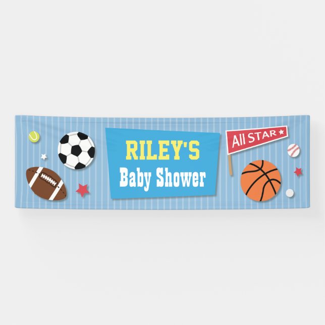 Sports Themed Baby Shower Banner (Horizontal)