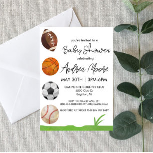 Sports Themed Baby Shower Invitation 