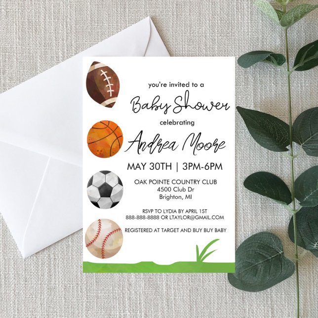Sports Themed Baby Shower Invitation  (Creator Uploaded)