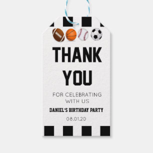 Sports Themed Birthday Party Favour Gift Tag