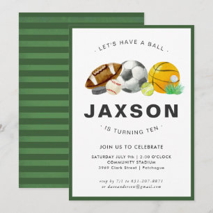 Sports Themed Birthday Party Invitation