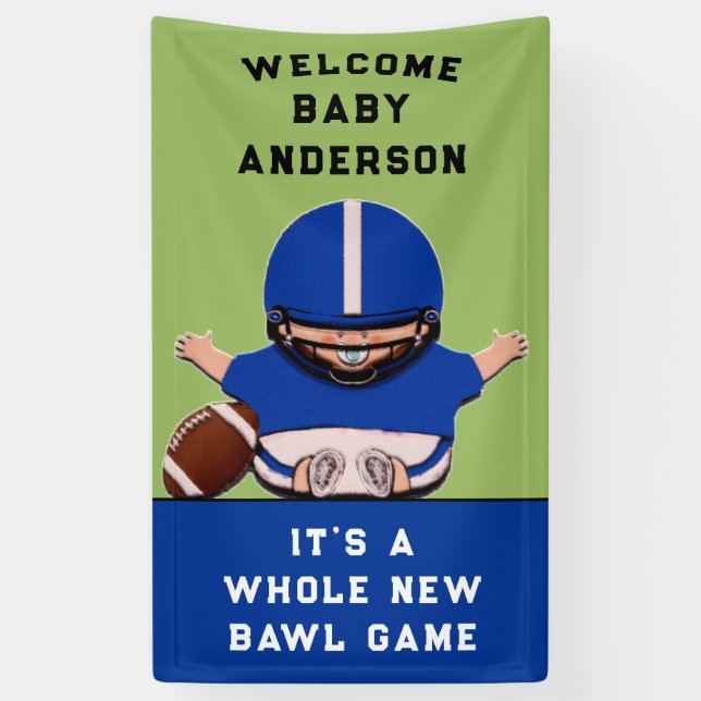 Sports Themed Football Baby Shower Banner (Vertical)