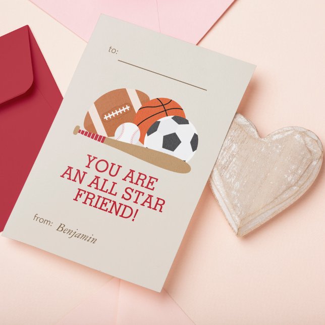 Sports-Themed Kids Classroom Valentines Card (Creator Uploaded)
