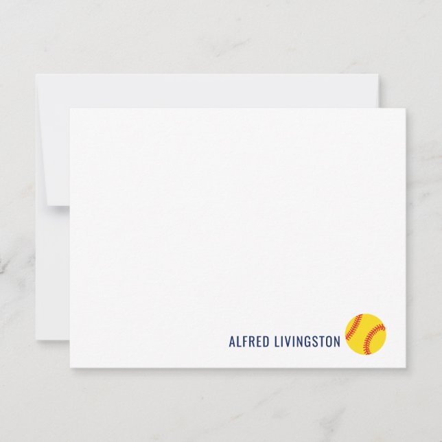 Sports Themed Personalised Softball Notecards (Front)