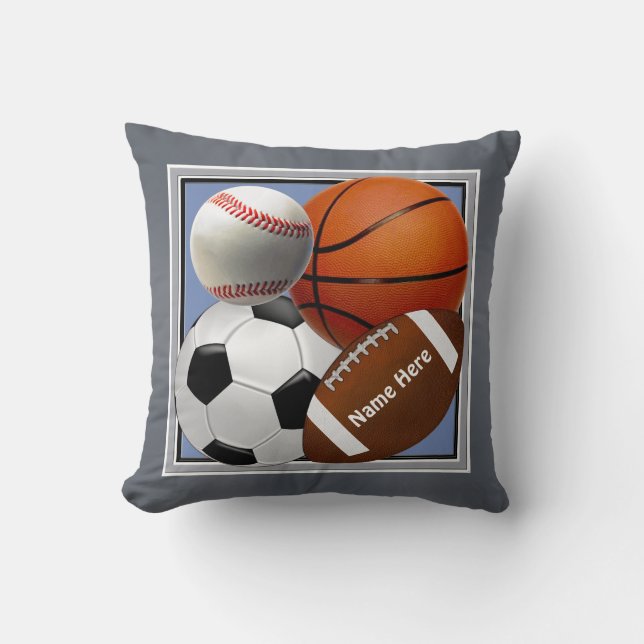 Sports Themed Throw Pillows Sports Bedoom Decor (Front)