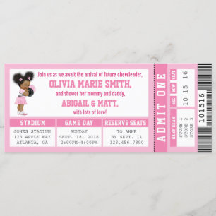Sports Ticket Baby Shower Invitation, Girl, Pink Invitation