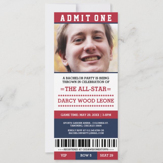 Sports Ticket Bachelor Party Invites (Front)
