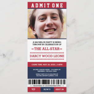 Sports Ticket Bachelor Party Invites
