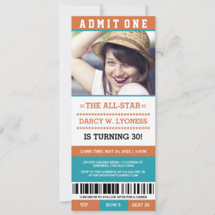Sports Ticket Birthday Party Invites