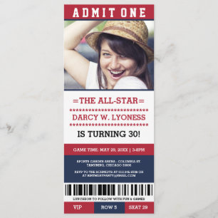 Sports Ticket Birthday Party Invites