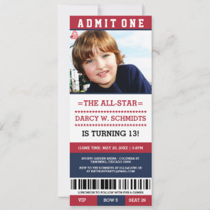 Sports Ticket Birthday Party Invites