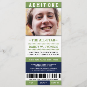 Sports Ticket Graduation Party Invites