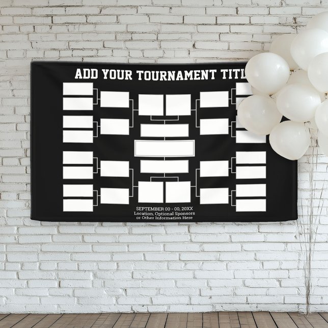 Sports Tournament Bracket - 16 Teams - Black Banner (Custom Tournament Bracket Banner)