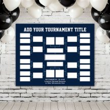 Sports Tournament Bracket - 16 Teams - Navy