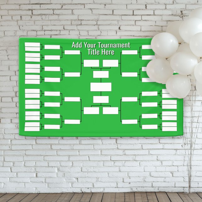 Sports Tournament Bracket - 32 Teams - Green Banner