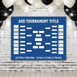Sports Tournament Bracket - Blue 32 teams Poster<br><div class="desc">Add the tournament title or the name or your office pool. Keep track of the soccer or basketball championship in style. This bracket starts with 32 teams. Other configurations available.</div>