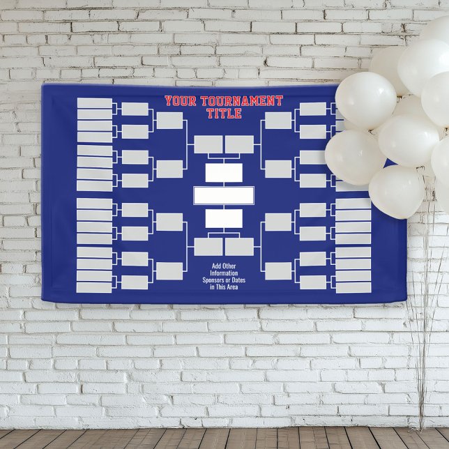 Sports Tournament Bracket blue red - 32 teams Banner (Custom Tournament Bracket Banner)