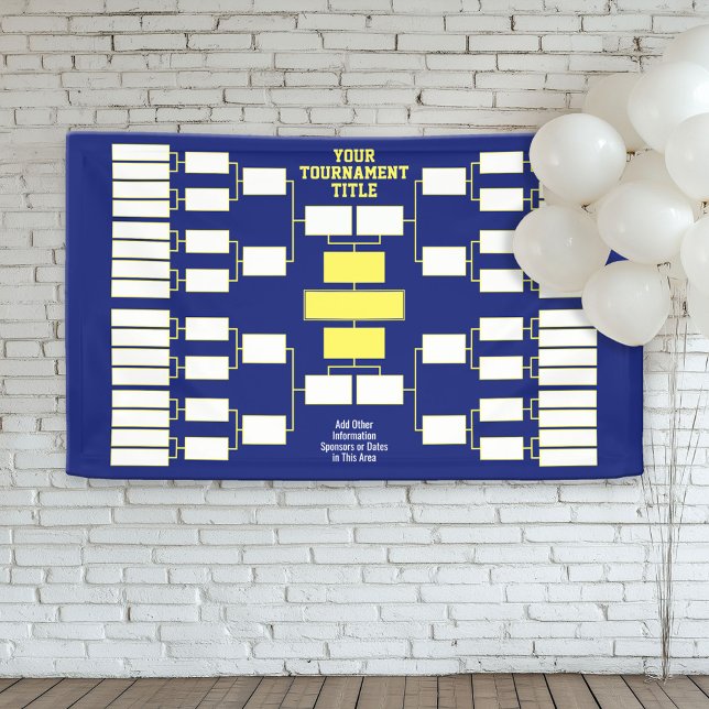 Sports Tournament Bracket blue yellow - 32 teams Banner (Custom Tournament Bracket Banner)