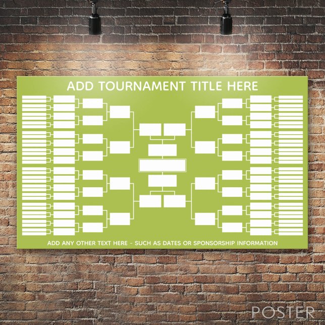 Sports Tournament Bracket for 64 Teams Poster (Custom Tournament Bracket)
