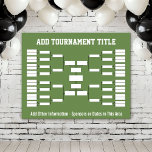 Sports Tournament Bracket - Green 32 teams Poster<br><div class="desc">Add the tournament title or the name or your office pool. Keep track of the soccer or basketball championship in style. This bracket starts with 32 teams. Other configurations available.</div>