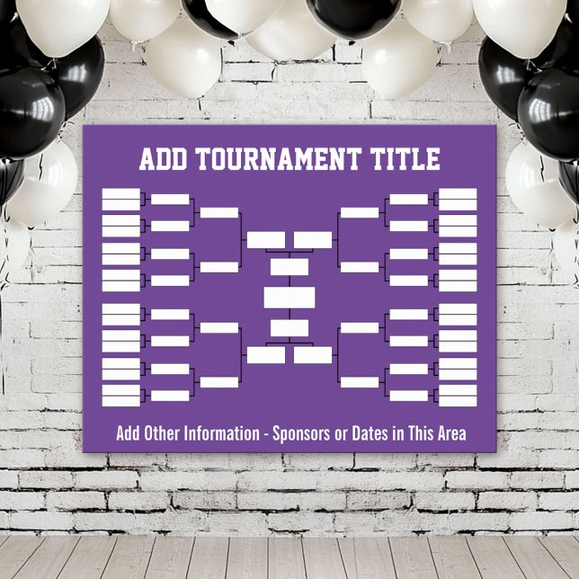 Sports Tournament Bracket - Purple 32 teams Poster (Custom Tournament Bracket Poster)