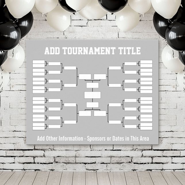 Sports Tournament Bracket - Silver Gray 32 teams Poster (Custom Tournament Bracket Poster)