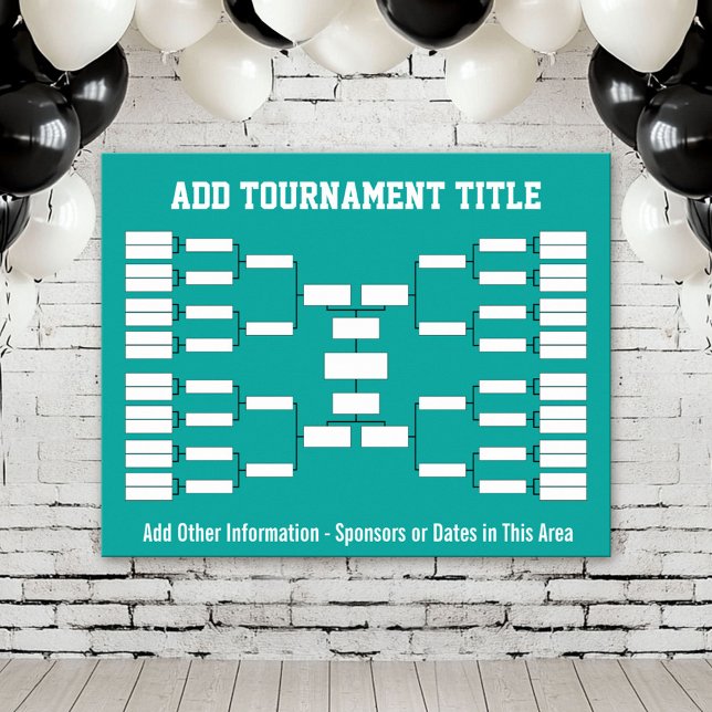 Sports Tournament Bracket Teal Poster (Custom Tournament Bracket Poster)